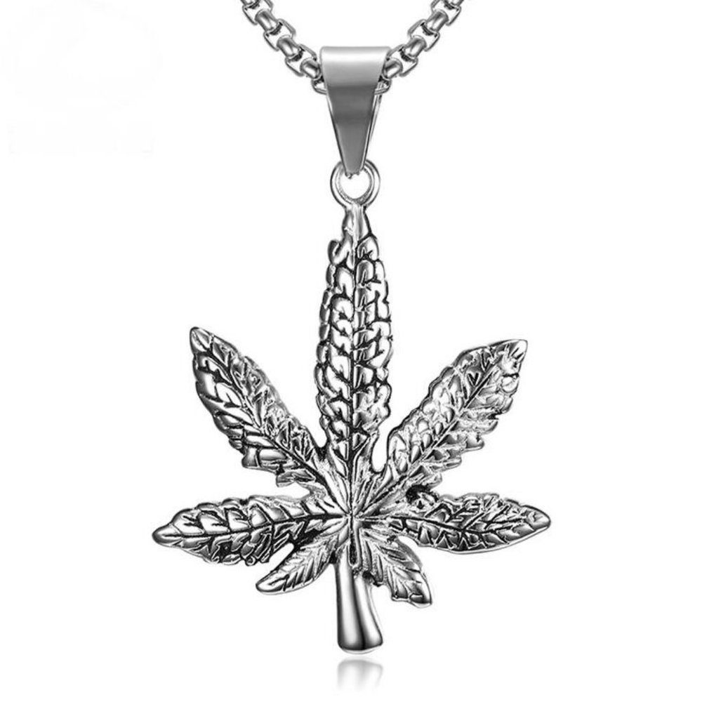 Maple stainless steel leaf necklace for Men, BL55590003 - Picture 2 of 5